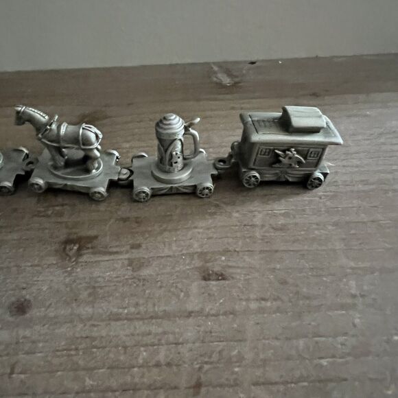 Vintage 1999 Complete Fort Budweiser Anheuser Busch 7 Piece Pewter Train - Picture 6 of 10